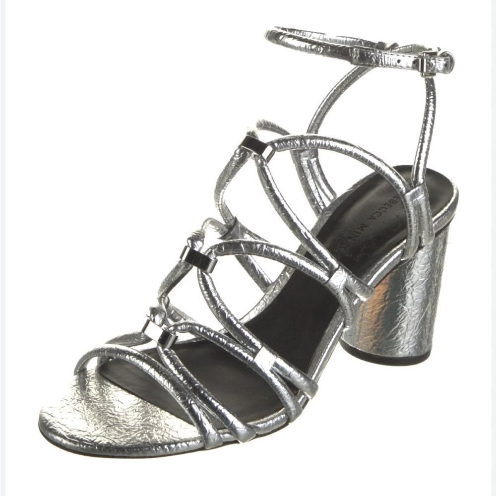 Rebecca Minkoff Apolline Heels Silver Metallica Strappy Sandals 7.5